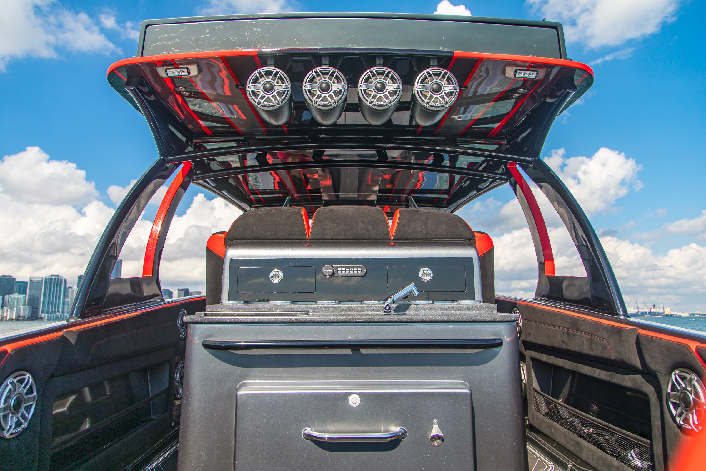 Lucky 13 hardtop with integrated JL Audio speakers, LED lighting and radar array